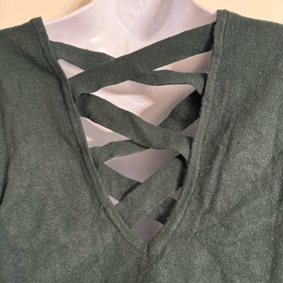 Love Ellie Deep Green (Looks Black) Crisscross Back Sweater size small - Picture 5 of 6